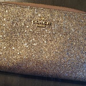 Sparkly Coach Zip-Up Wallet with Wrist Strap